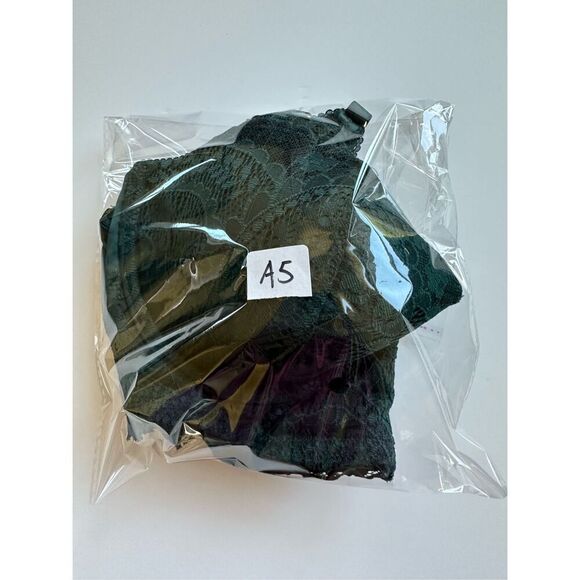 Size 34D Aerie Real Power Paisley Lace Balconette Bra Deep Forest Green - Picture 6 of 6